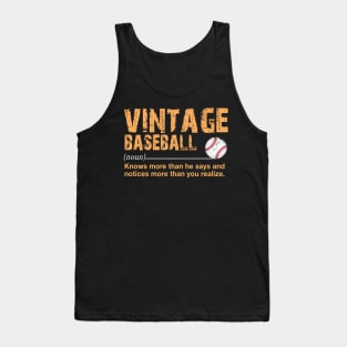 Vintage Baseball Definition Noun Costume Gift Tank Top